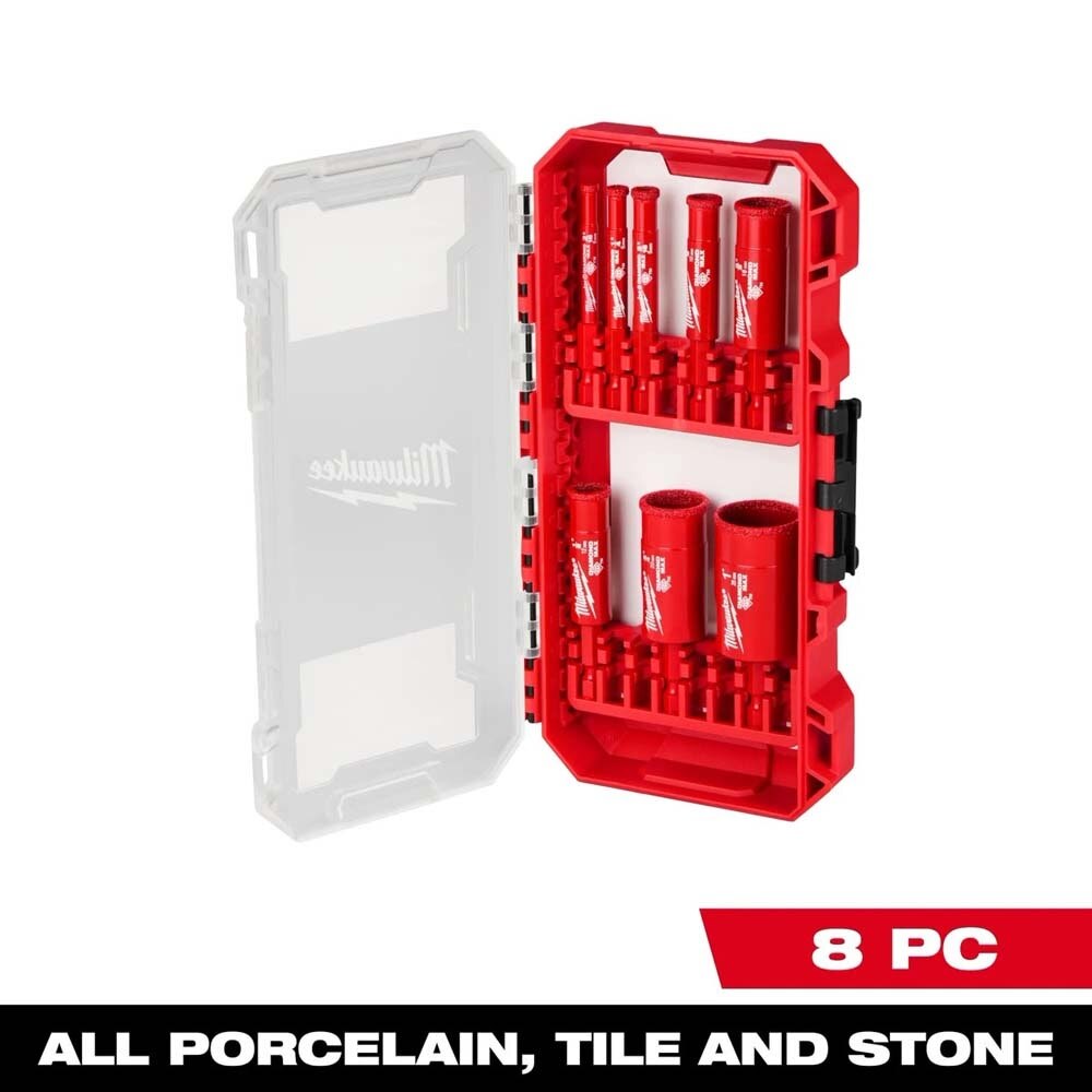 Milwaukee 49-56-0570 Diamond Max Hole Saw Bit Set - 8 Piece for Porcelain and Tile - 3