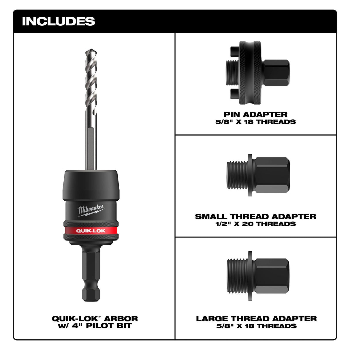 Milwaukee 49-56-7545 3/8 in. QUIK-LOK Arbor Set (5 Piece) - 4