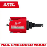 Milwaukee 49-56-9520 2-9/16" BIG HAWG Carbide Teeth Hole Saw with Arbor (2 Piece) - 2