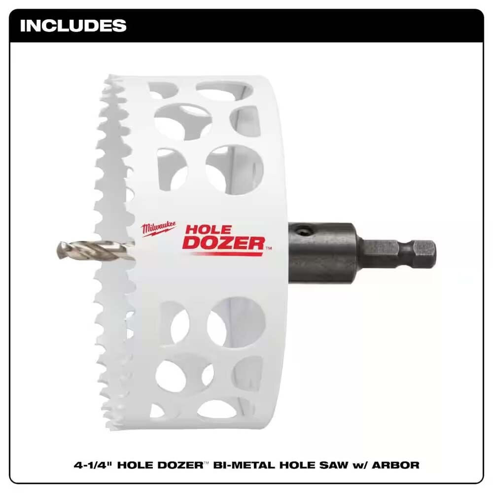 Milwaukee 49-56-9687 4-1/4" HOLE DOZER Bi-Metal Hole Saw with Arbor and Pilot Bit - 2
