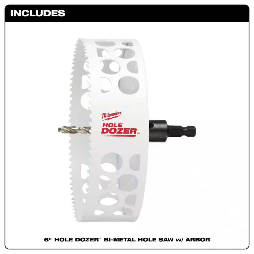 Milwaukee 49-56-9698 6" Hole Dozer Bi-Metal Hole Saw with Arbor - 3