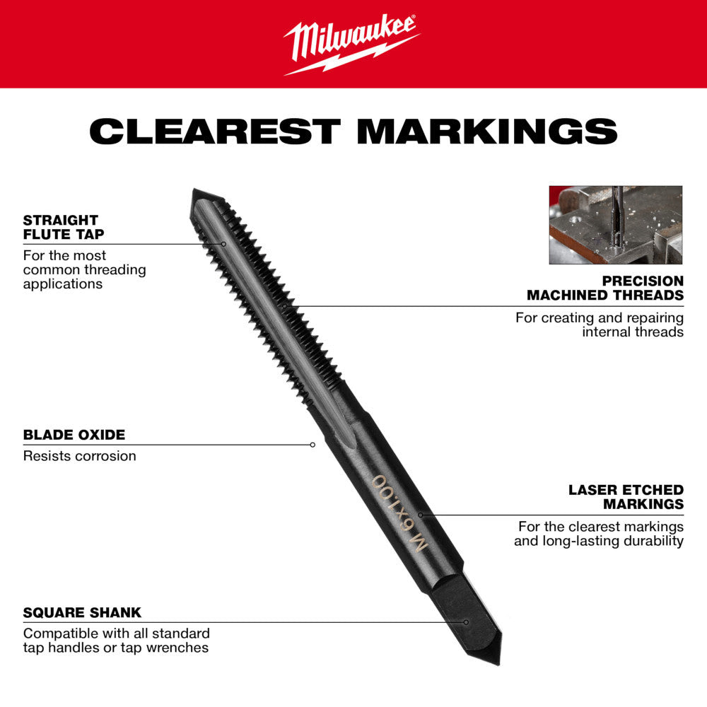 Milwaukee 49-57-5110 M3-0.60 mm Straight Flute Plug Tap - 5