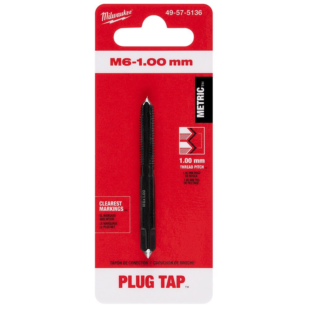 Milwaukee 49-57-5136 M6-1.00 mm Straight Flute Plug Tap - 12