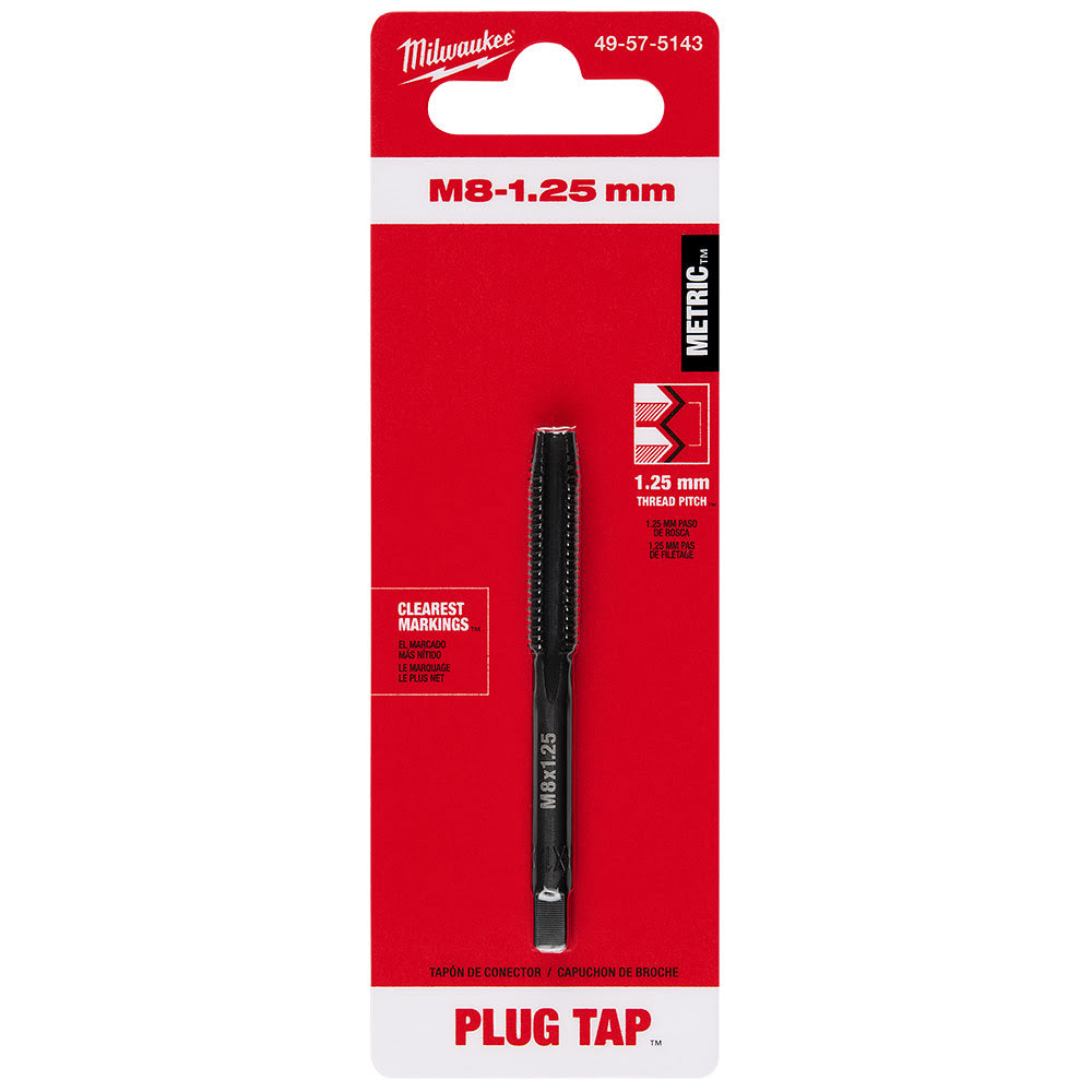 Milwaukee 49-57-5143 M8-1.25 mm Straight Flute Plug Tap - 12