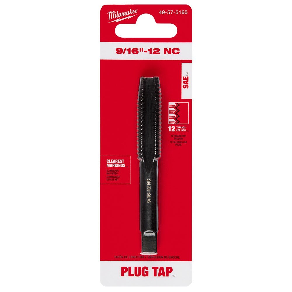 Milwaukee 49-57-5165 9/16"-12 NC Straight Flute Plug Tap - 9