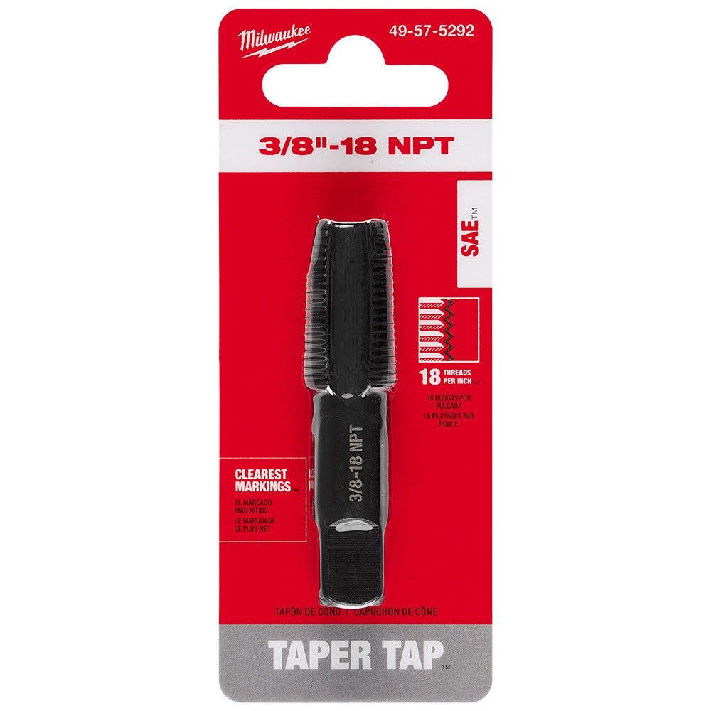 Milwaukee 49-57-5292 3/8"-18 NPT Straight Flute Taper Tap - 12