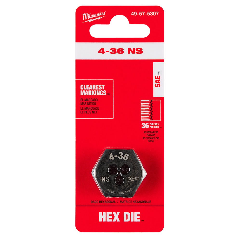 Milwaukee 49-57-5307 4-36 NS 1-Inch Hex Threading Die - 11