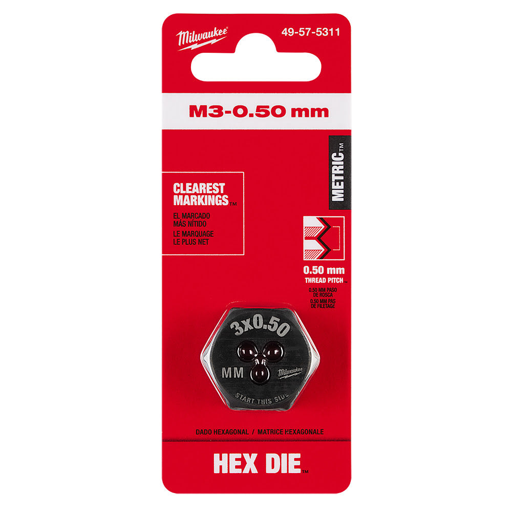 Milwaukee 49-57-5311 M3-0.50 mm 1-Inch Hex Threading Die - 11