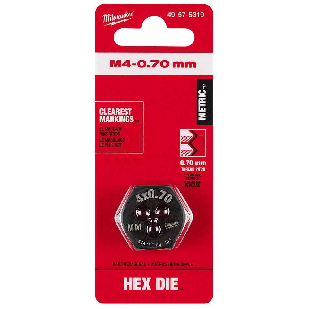 Milwaukee 49-57-5319 M4-0.70 mm 1-Inch Hex Threading Die - 11