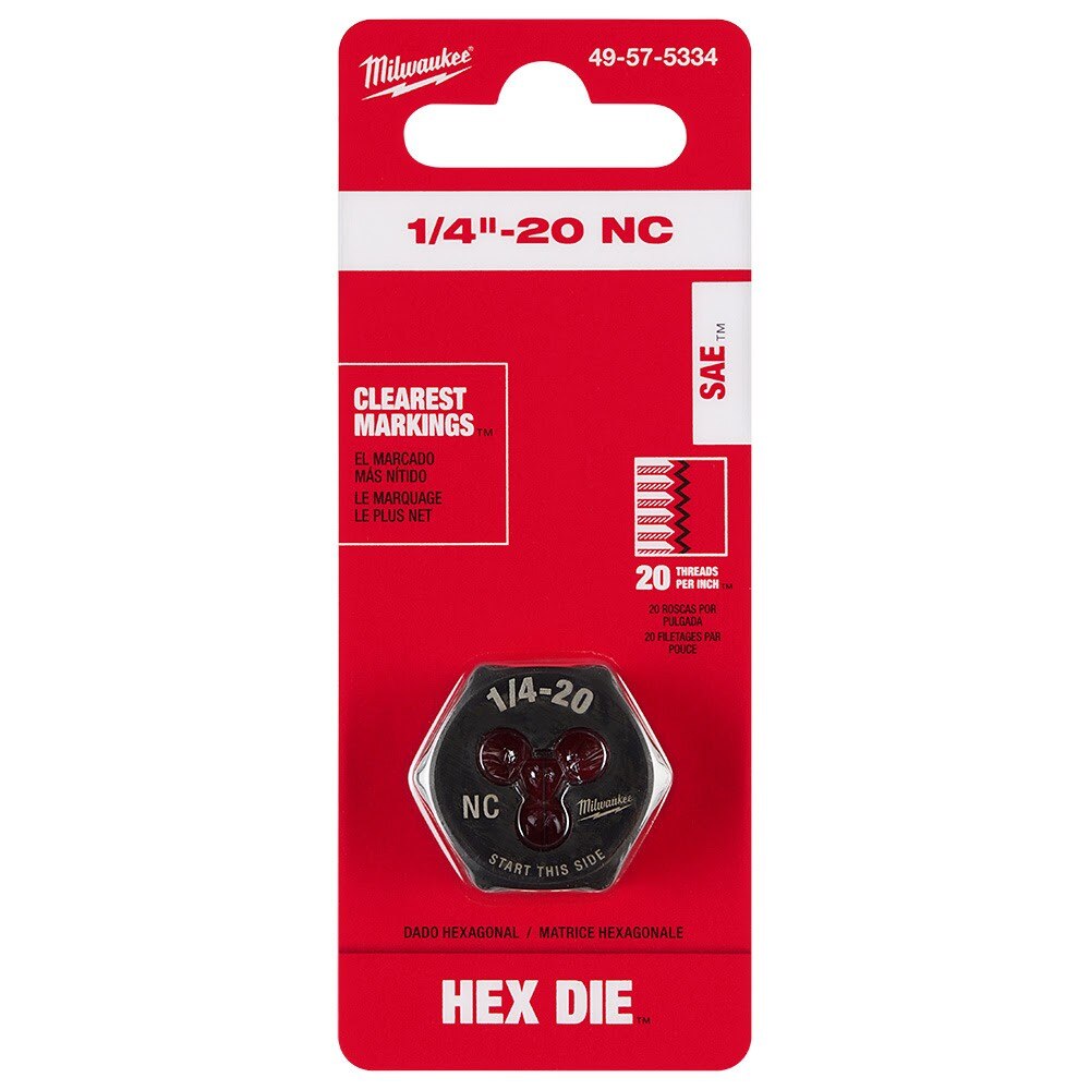 Milwaukee 49-57-5334 1/4"-20 NC 1-Inch Hex Threading Die - 11