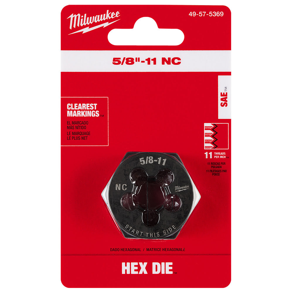 Milwaukee 49-57-5369 5/8"-11 NC 1-7/16" Hex Threading Die - 8