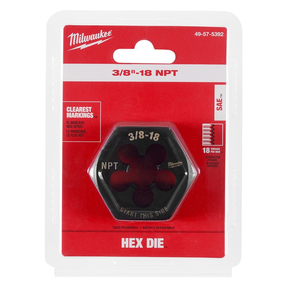 Milwaukee 49-57-5392 3/8"-18 NPT 2-1/6" Hex Threading Die - 8