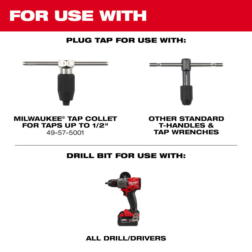 Milwaukee 49-57-5525 10-24 NC Straight Flute Plug Tap & #25 Drill Bit - 4