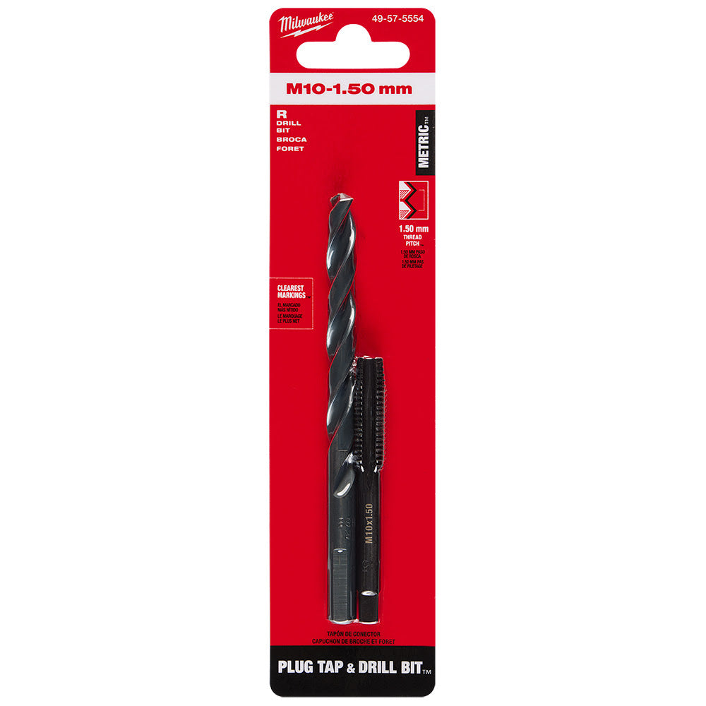 Milwaukee 49-57-5554 M10-1.50 mm Straight Flute Plug Tap & R Drill Bit - 11