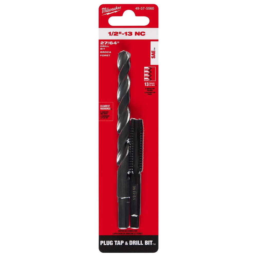 Milwaukee 49-57-5560 1/2"-13 NC Straight Flute Plug Tap & 27/64" Drill Bit - 11