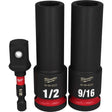 Milwaukee 49-66-4485 3 Piece SHOCKWAVE Impact Duty 1/2" Drive SAE Deep 6 Point Socket Set