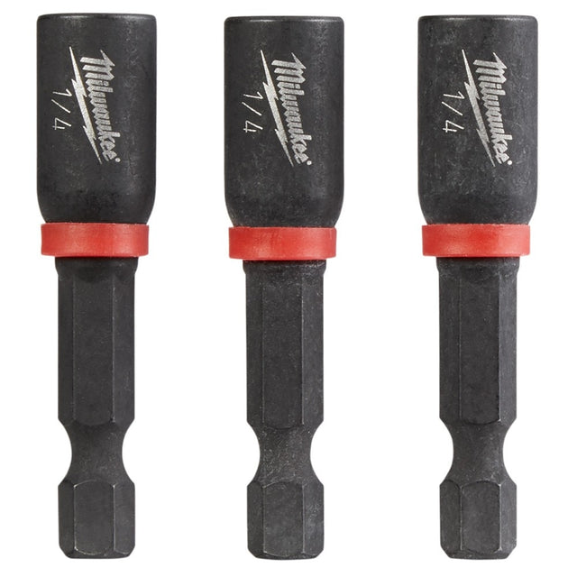 Milwaukee 49-66-4522 SHOCKWAVE 1/4 X 1-7/8 Impact Magnetic Nut Driver 3PK