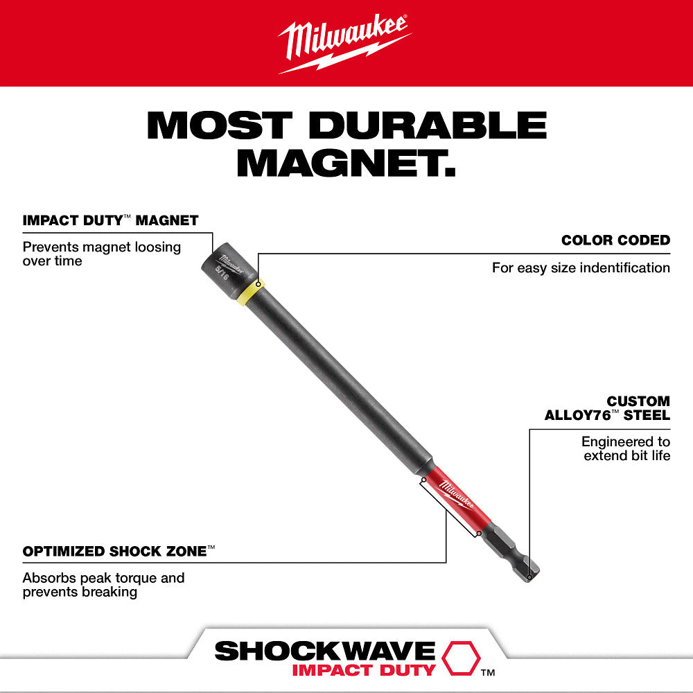 Milwaukee 49-66-4567 SHOCKWAVE Impact Duty 6" Magnetic Nut Driver Set 6PC - 2