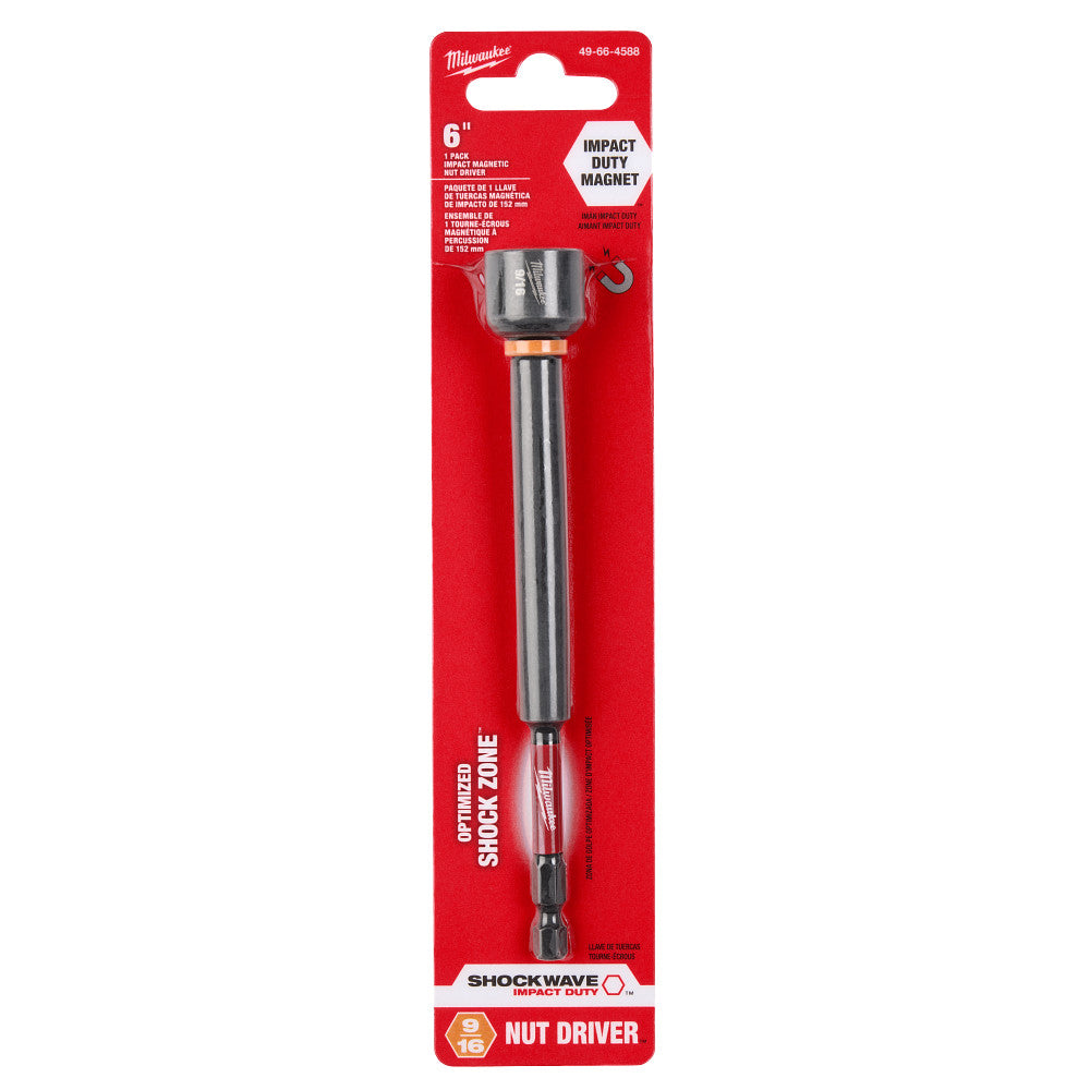 Milwaukee 49-66-4588 SHOCKWAVE Impact Duty 9/16" x 6" Magnetic Nut Driver - 9