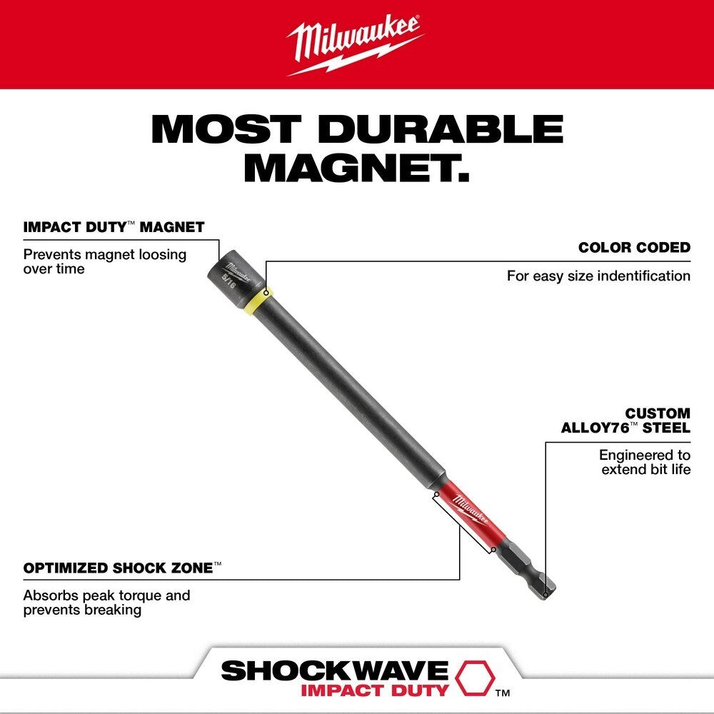 Milwaukee 49-66-4683 SHOCKWAVE Impact Duty 5/16" x 6" Magnetic Nut Driver BULK 10 - 4