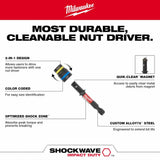 Milwaukee 49-66-4743 SHOCKWAVE Impact Duty 5/16" and 3/8" x 2-1/2" QUIK-CLEAR 2-in-1 Magnetic Nut Driver BULK - 2