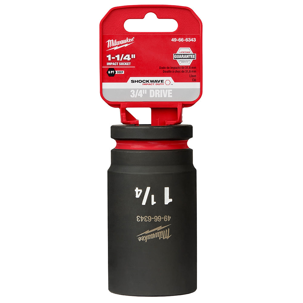 Milwaukee 49-66-6343 SHOCKWAVE Impact Duty™  3/4"Drive 1-1/4" Deep 6 Point Socket - 2