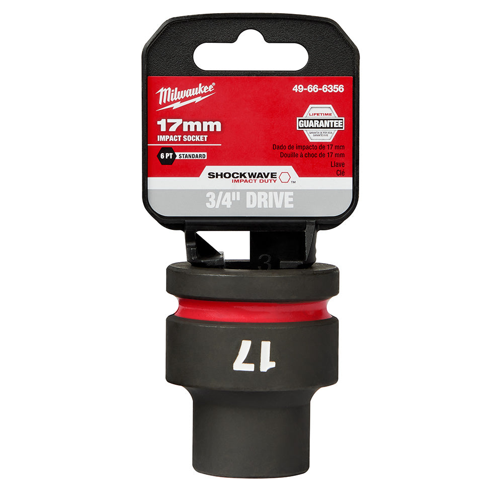 Milwaukee 49-66-6356 SHOCKWAVE Impact Duty™  3/4"Drive 17MM Standard 6 Point Socket - 2