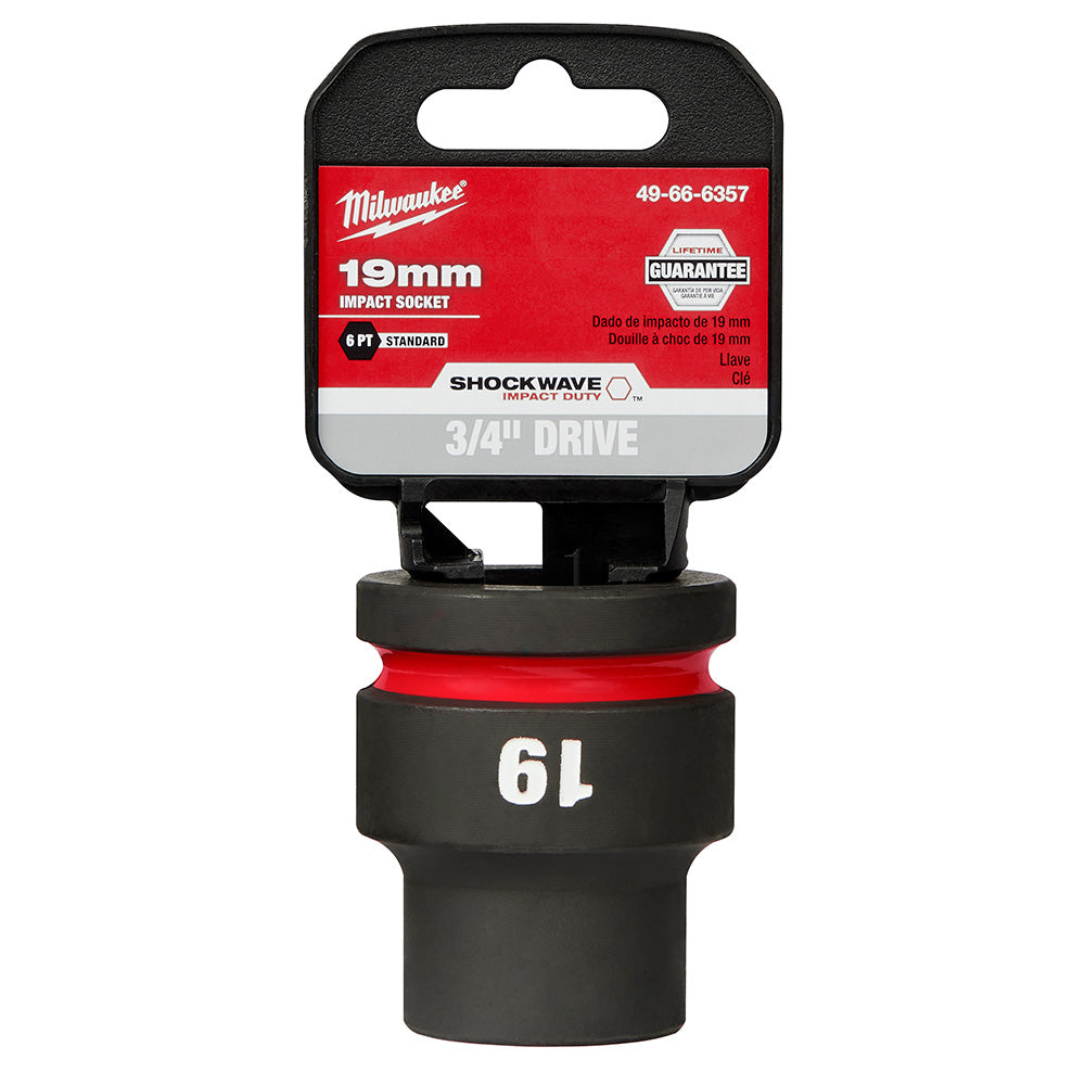 Milwaukee 49-66-6357 SHOCKWAVE Impact Duty™  3/4"Drive 19MM Standard 6 Point Socket - 2