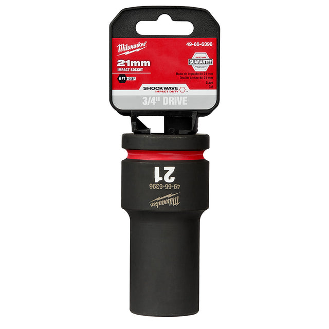 Milwaukee 49-66-6396 SHOCKWAVE Impact Duty™  3/4"Drive 21MM Deep 6 Point Socket