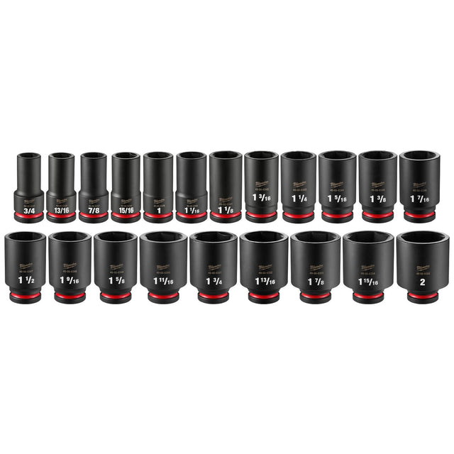Milwaukee 49-66-6770 3/4" Drive SAE Deep 6-Point Impact Socket Set with Packout Case (21 Piece)