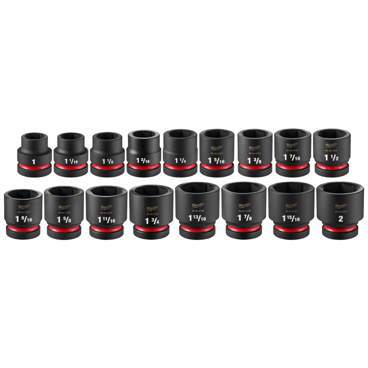 Milwaukee 49-66-6776 Shockwave 1" Drive SAE 6 Point Impact Socket Set with Packout Case (17 Piece)