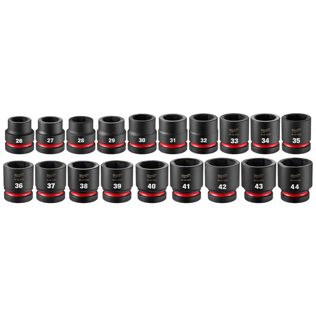 Milwaukee 49-66-6778 1" Drive Metric Standard 6 Point Impact Socket Set with Packout (19 Piece)