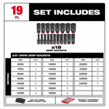 Milwaukee 49-66-6801 Shockwave Impact Duty Socket 3/8” Drive 19-Piece MM Packout Set - 3