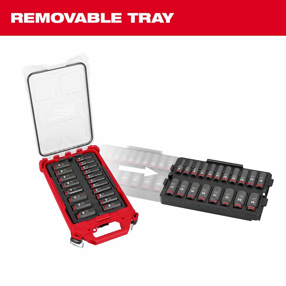 Milwaukee 49-66-6801 Shockwave Impact Duty Socket 3/8” Drive 19-Piece MM Packout Set - 4