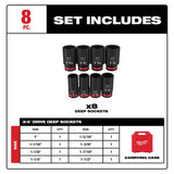 Milwaukee 49-66-7018 8PCSHOCKWAVE Impact Duty™ 3/4" Drive SAE Deep 6 Point Socket Set