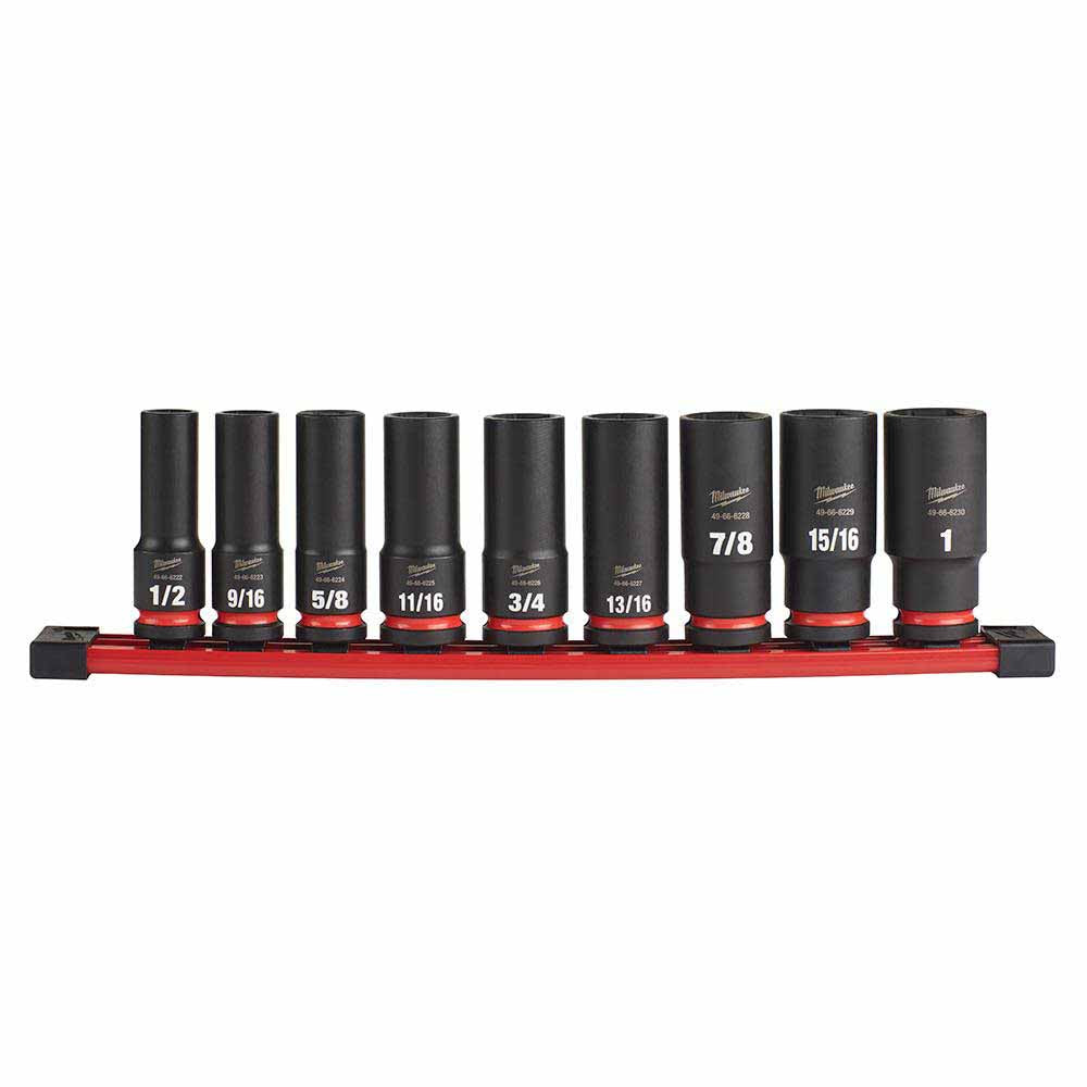 Milwaukee 49-66-7022 9PC SHOCKWAVE Impact Duty™  1/2" Drive SAE Deep 6 Point Socket Set