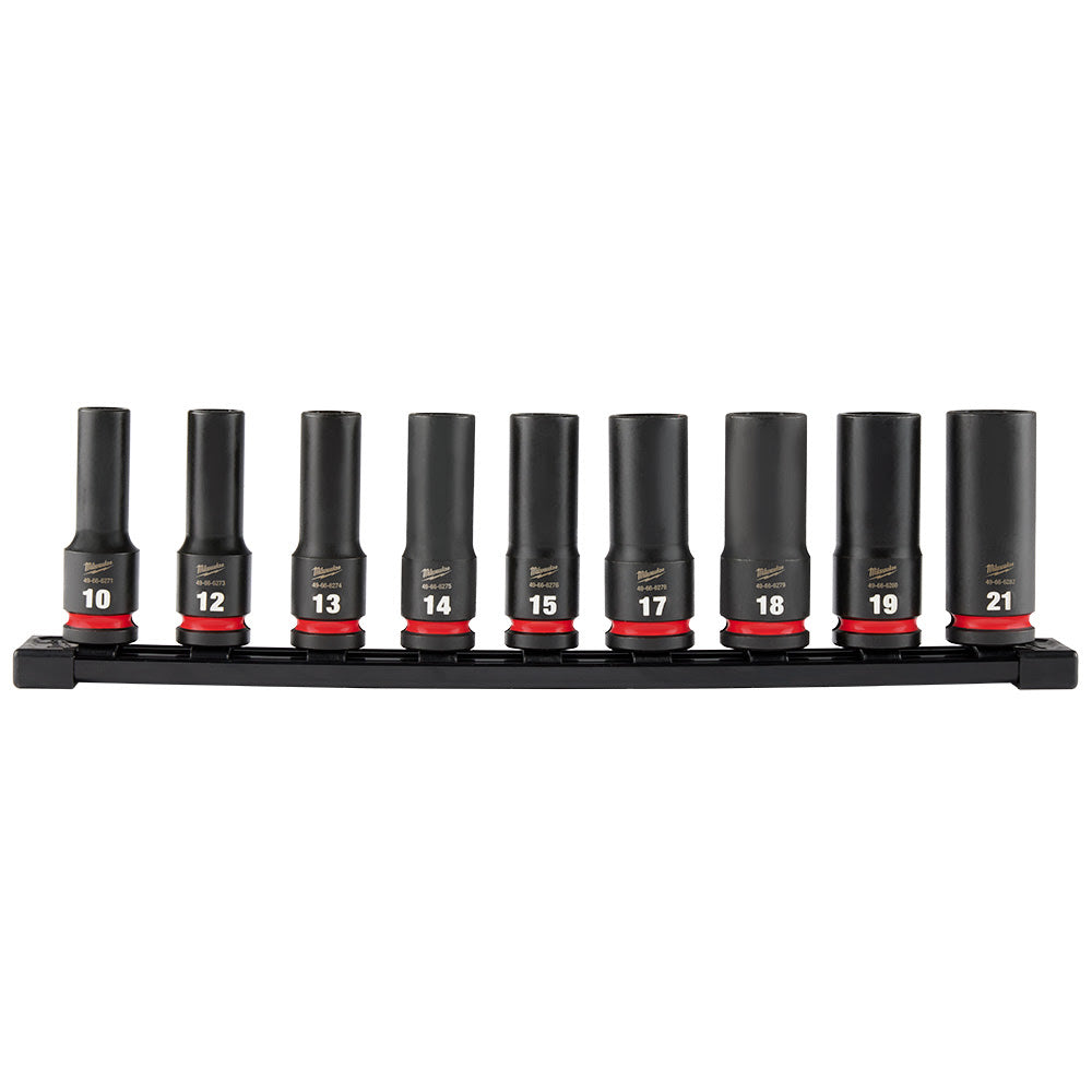 Milwaukee 49-66-7032 SHOCKWAVE 1/2" Drive Metric Deep Well 6 Point Impact Socket Set (9-Piece) - 3