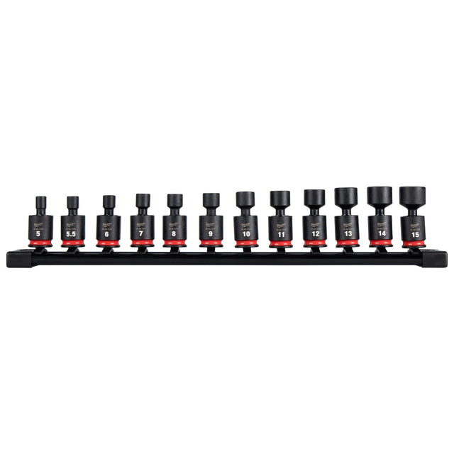 Milwaukee 49-66-7101 1/4" Drive Metric Standard Swivel Socket Set with SecureSwivel Pinless Joint (12 Piece)