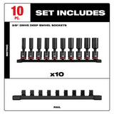 Milwaukee 49-66-7105 3/8" Drive Metric Deep Swivel Impact Socket Set (10 Piece) - 7