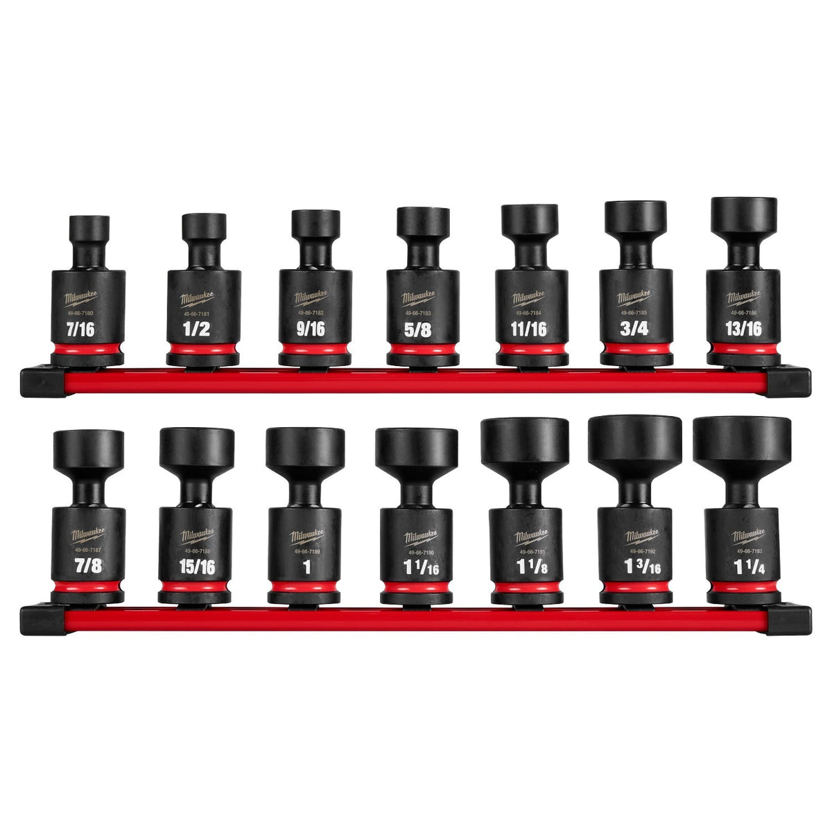 Milwaukee 49-66-7106 Shockwave Impact Duty 1/2" Drive SAE Standard Swivel Socket Set (14 Piece)