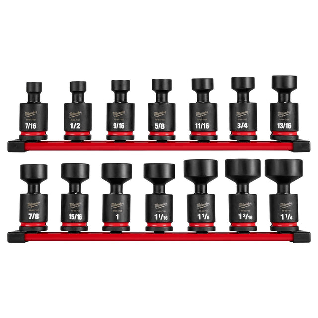 Milwaukee 49-66-7106 Shockwave Impact Duty 1/2" Drive SAE Standard Swivel Socket Set (14 Piece)