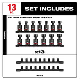 Milwaukee 49-66-7107 1/2" Drive Metric Standard Swivel Impact Socket Set (13 Piece) - 7