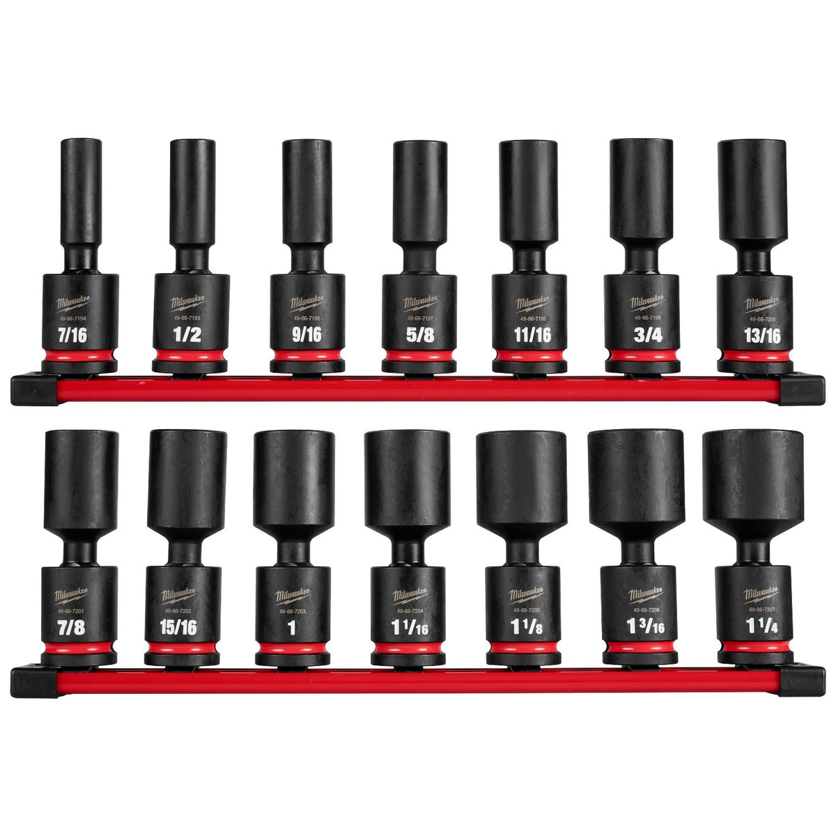 Milwaukee 49-66-7108 Shockwave Impact Duty 1/2" Drive SAE Deep Swivel Socket Set (14 Piece)