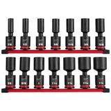 Milwaukee 49-66-7108 Shockwave Impact Duty 1/2" Drive SAE Deep Swivel Socket Set (14 Piece)