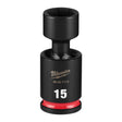 Milwaukee 49-66-7115 Shockwave 3/8" Drive 15 mm Standard Swivel Impact Socket