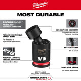 Milwaukee 49-66-7146 Shockwave 3/8" Drive 9/16" Deep Swivel Impact Duty Socket - 7