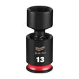 Milwaukee 49-66-7217 Shockwave 1/4" Drive 13 mm Standard Swivel Impact Socket