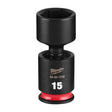 Milwaukee 49-66-7219 Shockwave 1/4" Drive 15 mm Standard Swivel Impact Socket