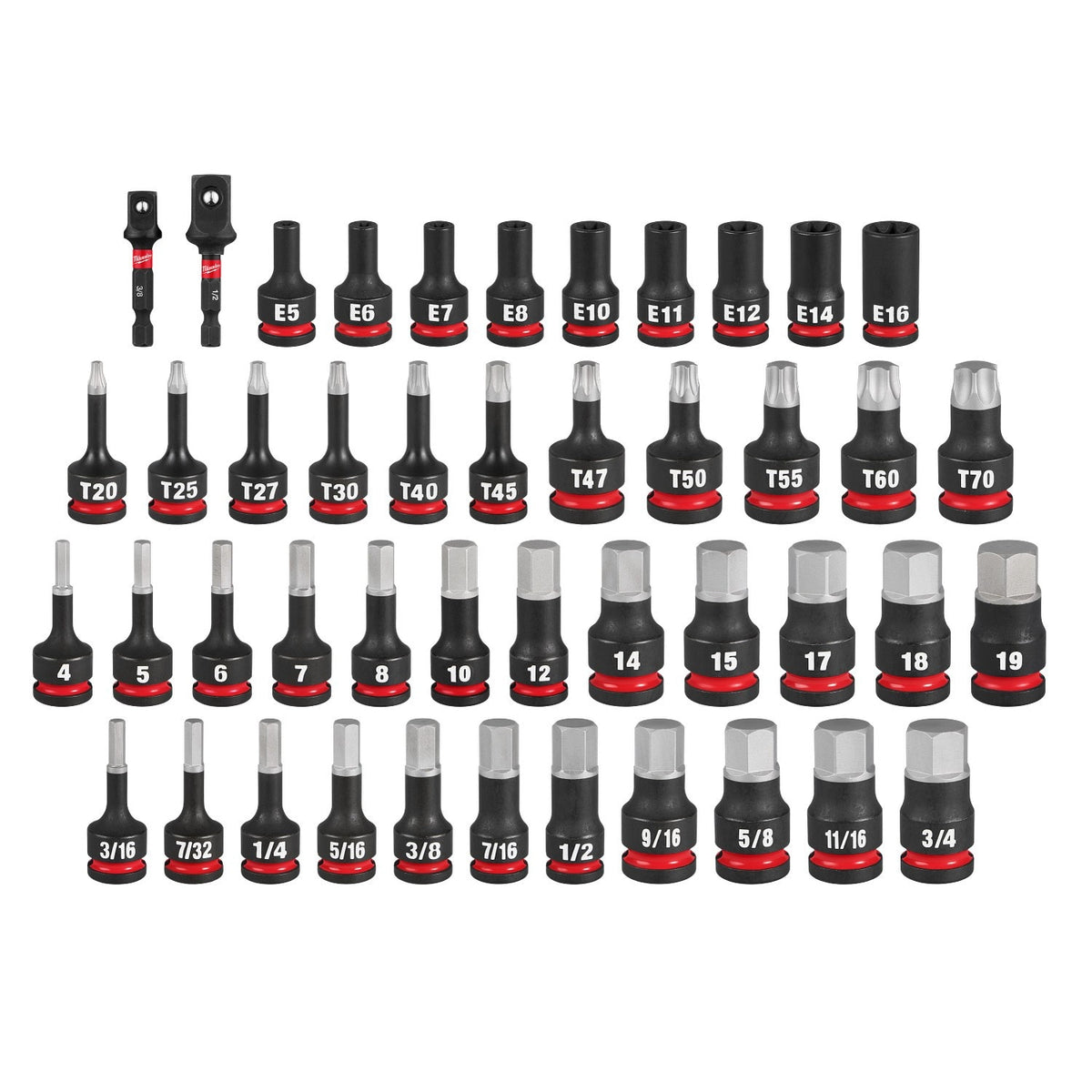 Milwaukee 49-66-7250 Shockwave Impact Duty Bit Socket Set with Hex Torx and E-Torx (45 Piece)