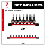 Milwaukee 49-66-7252 Shockwave Impact Duty 3/8" Drive 2" Hex SAE Bit Socket Set (7 Piece) - 4